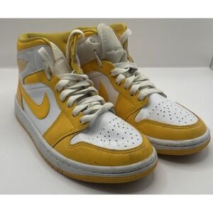 Air Jordan‎ 1 Mid Women Shoes University Gold White BQ6472-117 Size 5
